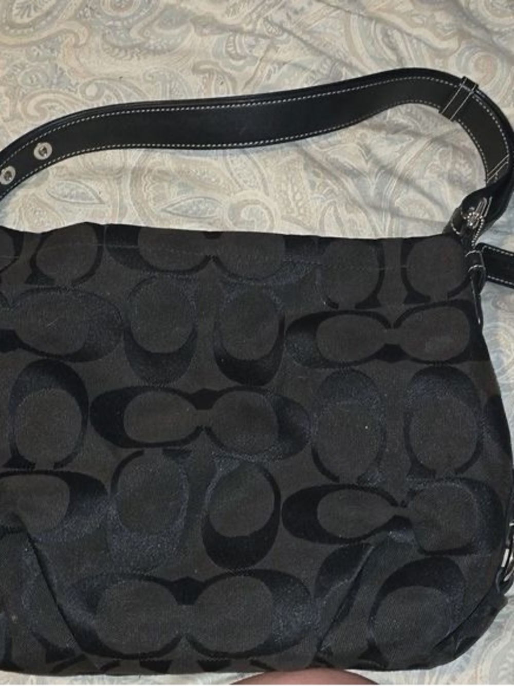 Y2K Coach Black Signature Jacquard Shoulder Bag